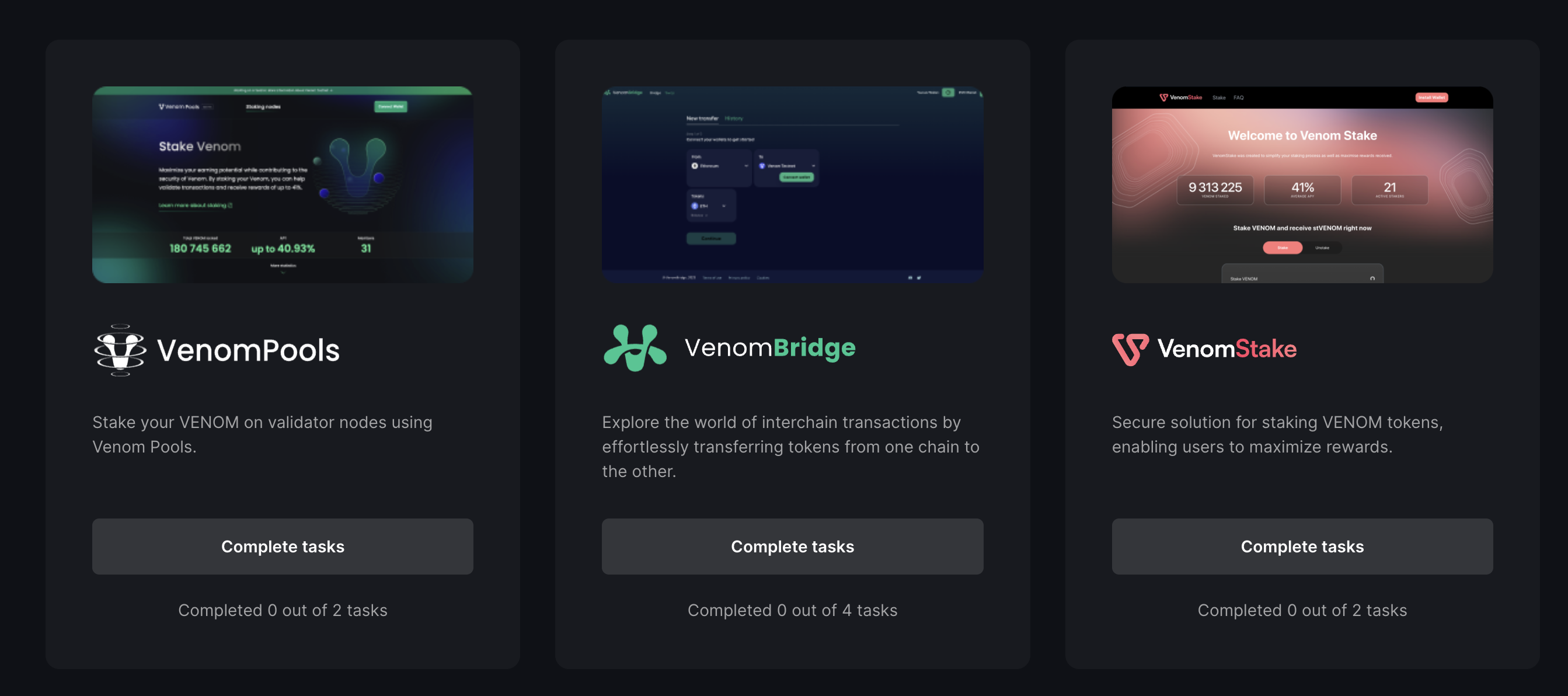 Các nhiệm vụ trên Venom Network